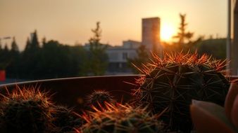 cacti outdoors during sunset