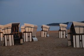 Beach Clubs on Sand at Baltic Sea