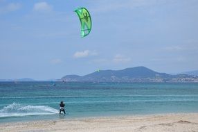 Kitesurfing on a sea beach