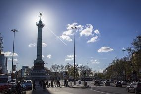 Sunny streets of Paris in France