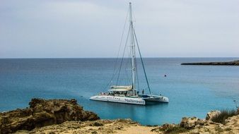 touristic catamaran in the lagoon