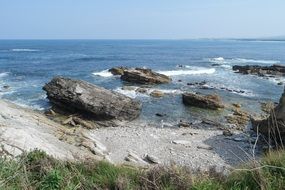 stony sunny coast of the atlantic ocean