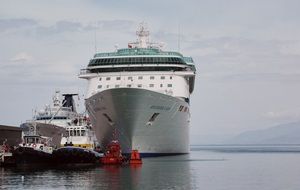 cruise ship off the shores of the Mediterranean