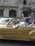 golden convertible on the streets of Havana