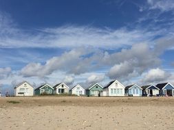 Huts on the calm beach seaside