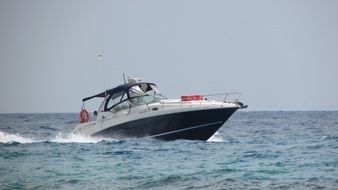 rapid boat on the sea waves