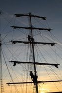 silhouette of a mast in harlingen, netherlands
