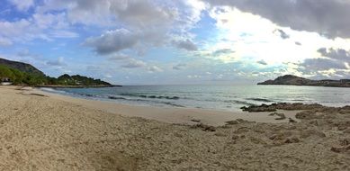 panorama of the evening beach in Mallorca