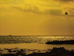 yellow evening sky over Cyprus