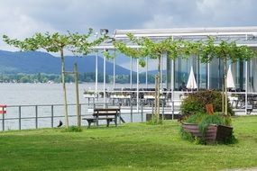 Beach cafe on a Lake Constance a bank