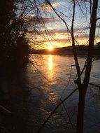 distant view of the sunset over the river