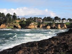 panoramic view of the bay in depoe bay