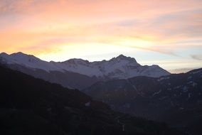 scenic sunset over the mountains of tyrol