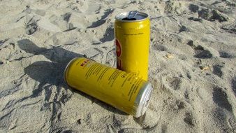 two empty Beer cans on Beach