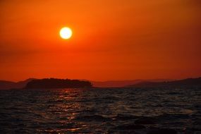 orange sunset over the adriatic sea, croatia