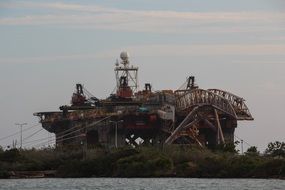 cable ship on artificial island