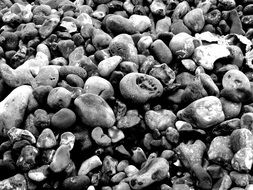 Pebbles Sea black white photo