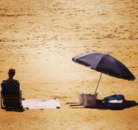 man on the beach in vendee in france