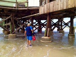 Fisherman is fishing on the pier