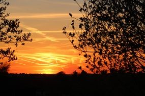 sunset streaks in the evening sky