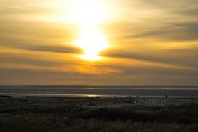 yellow sunset over the lake