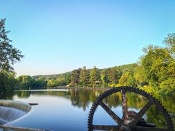 water mill wheel on the river