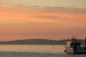 striking pink Sunset over the harbor