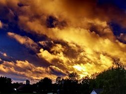 golden clouds lit by sun