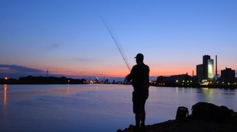 Fish Angler Sunset Water