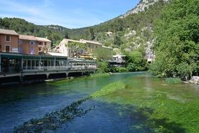 Fontaine-de-Vaucluse is a commune among mountains in France