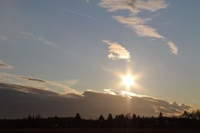 bright sun in the evening