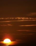 landscape of scenic Sunset, Orange Sun at dark Sky