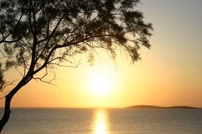 orange sunset above the horizon