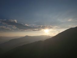 sunset over the mountains of china