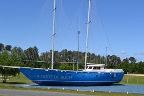 Blue sailboat statue