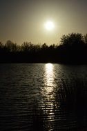 bright sunset reflected in the water