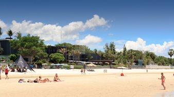 holidaymakers on a Thai beach