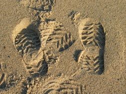 Picture of feet print on a Sand