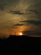 distant view of the sunset at dusk