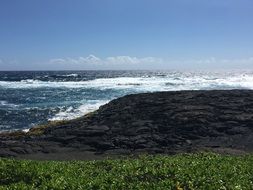 Landscape of the black sand beach