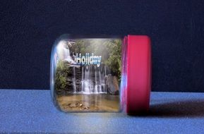 Waterfall photo in a glass