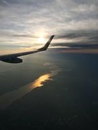 Airplane Flight in dark sky