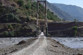 pedestrian bridge in kyrgyzstan