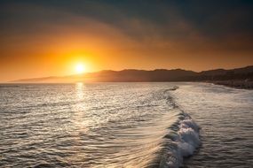 Sunset on Santa Monica in summer