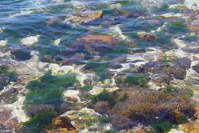 small Waves in the water with rocks