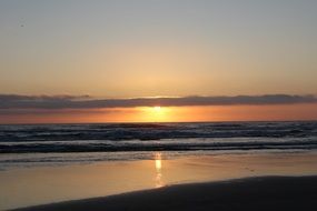 orange twilight over ocean surf