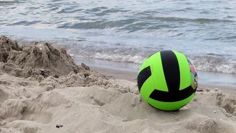 bright ball on a sandy beach