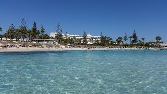 distant view of the beach in the resort