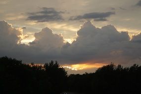 curly clouds in the sunset