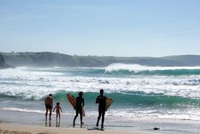 people with surfboards on the beach